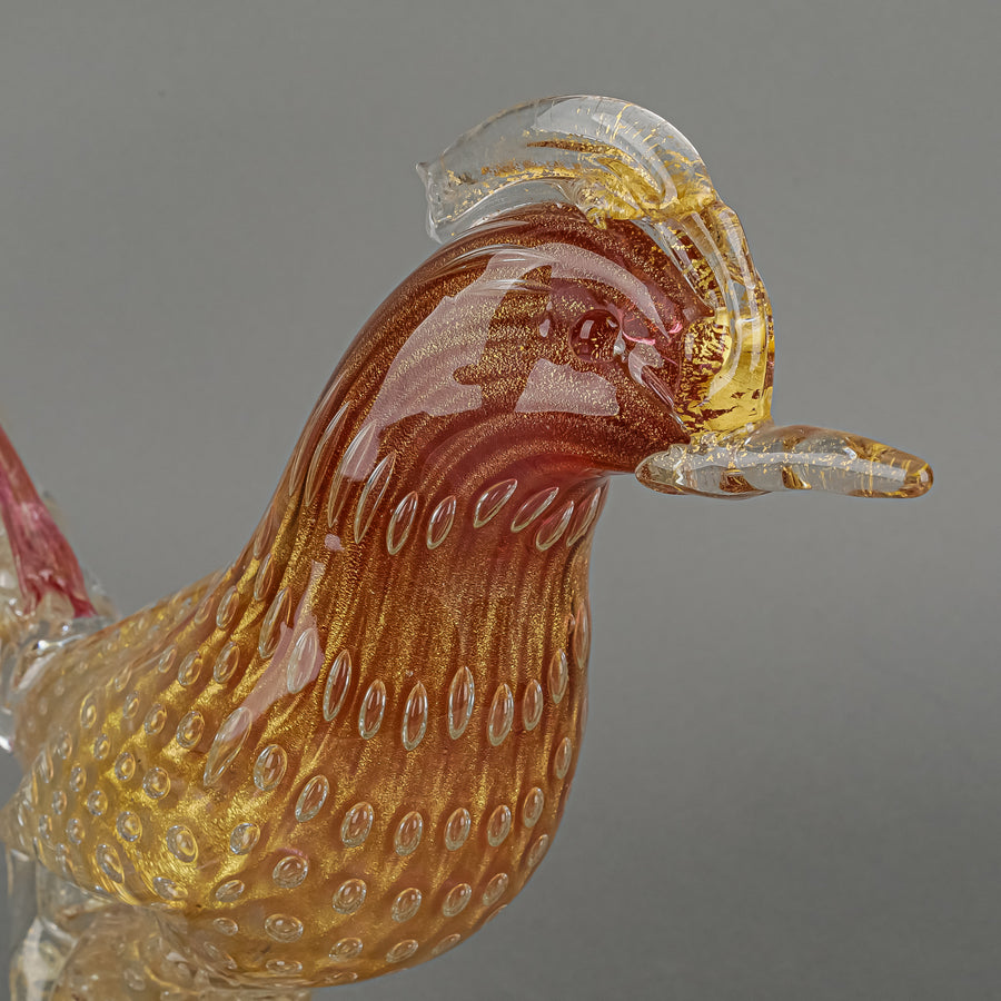 Murano Style Foglia D'oro Pheasant Fig Set Of 2