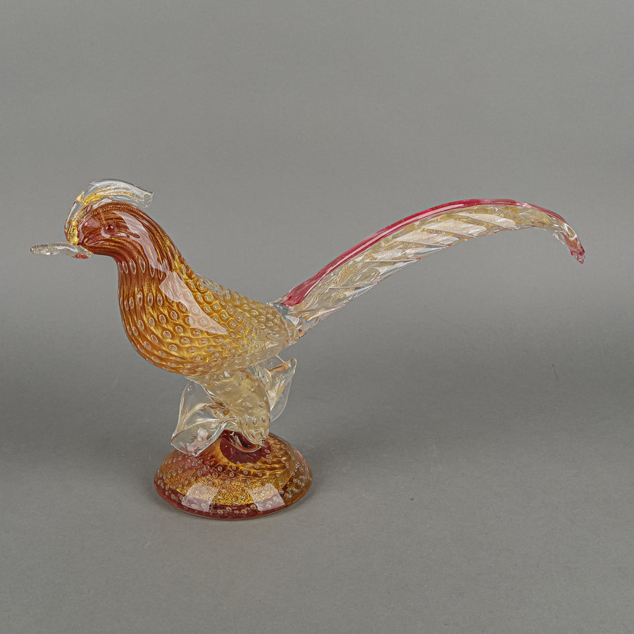 Murano Style Foglia D'oro Pheasant Fig Set Of 2