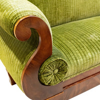 Vintage Biedermeier Style Sofa With Green Upholstery