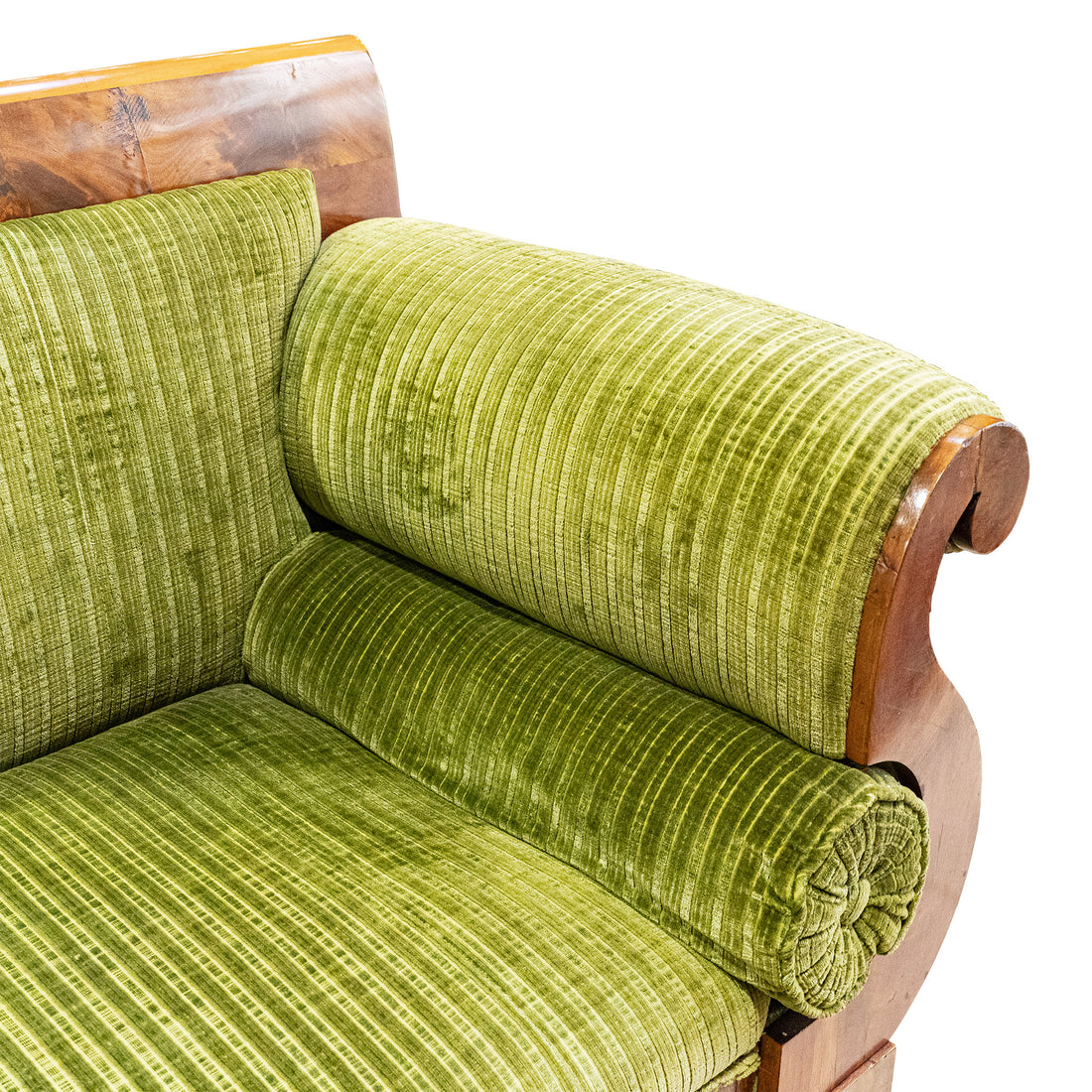 Vintage Biedermeier Style Sofa With Green Upholstery