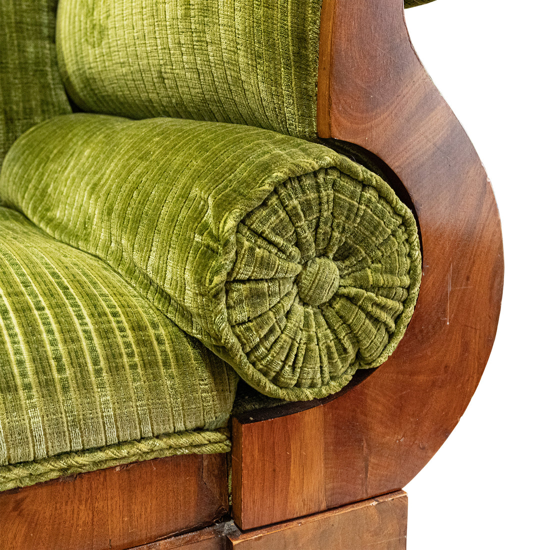 Vintage Biedermeier Style Sofa With Green Upholstery