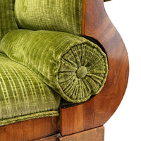 Vintage Biedermeier Style Sofa With Green Upholstery