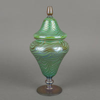 DURAND King Tut Art Glass Covered Jar Signed