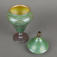 DURAND King Tut Art Glass Covered Jar Signed