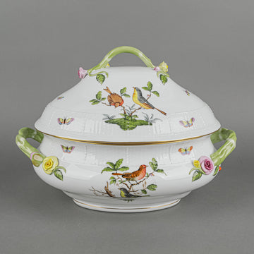 HEREND Rothschild Bird Lidded Soup Tureen Branch Handle