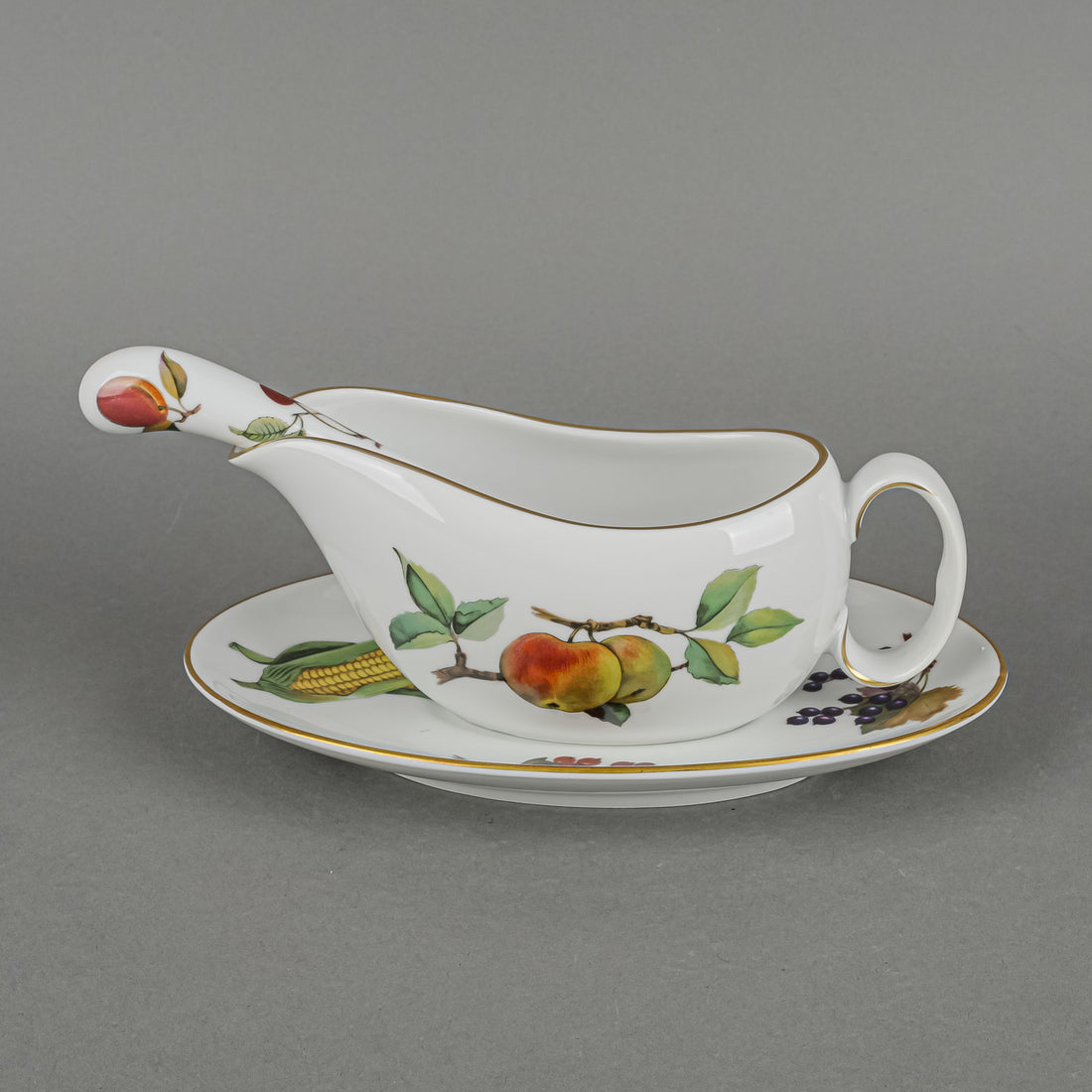 ROYAL WORCESTER Evesham Gravy Boat And Stand With Ladle