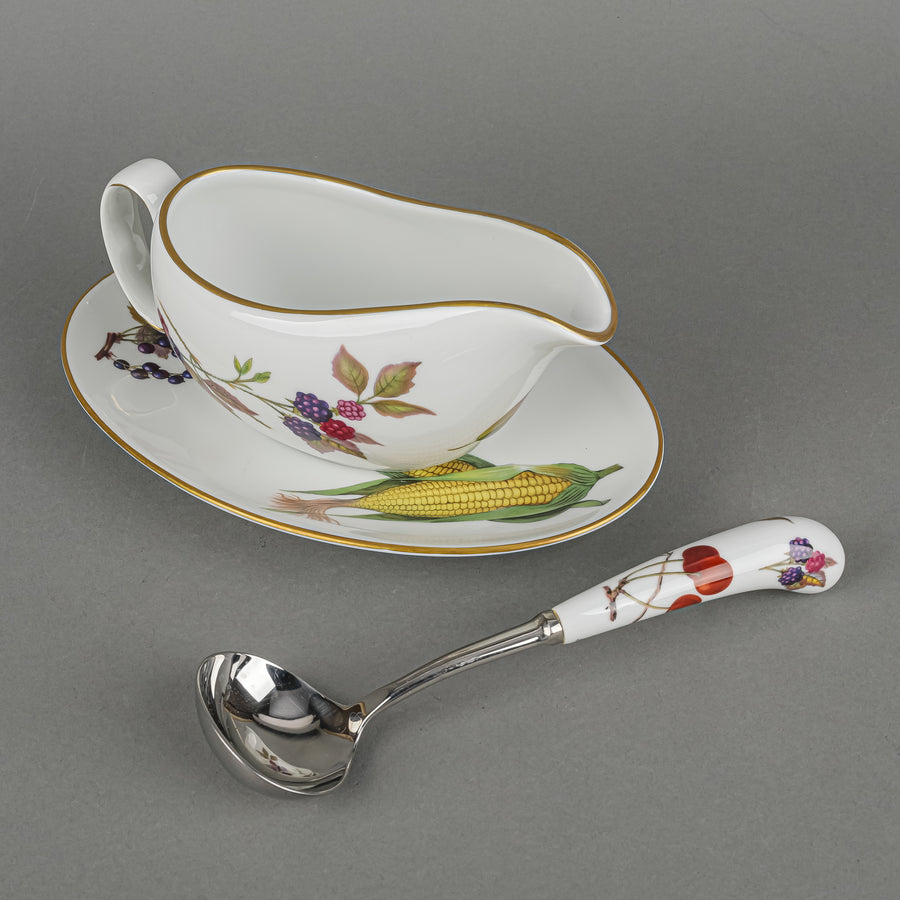 ROYAL WORCESTER Evesham Gravy Boat And Stand With Ladle