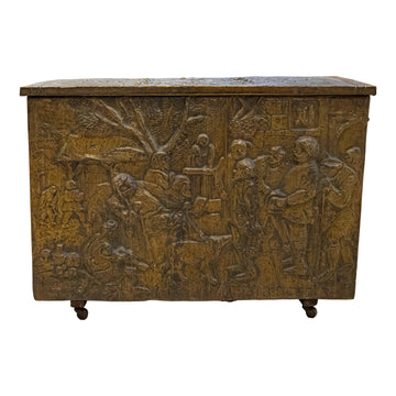 Vintage Brass Clad Kindling Box