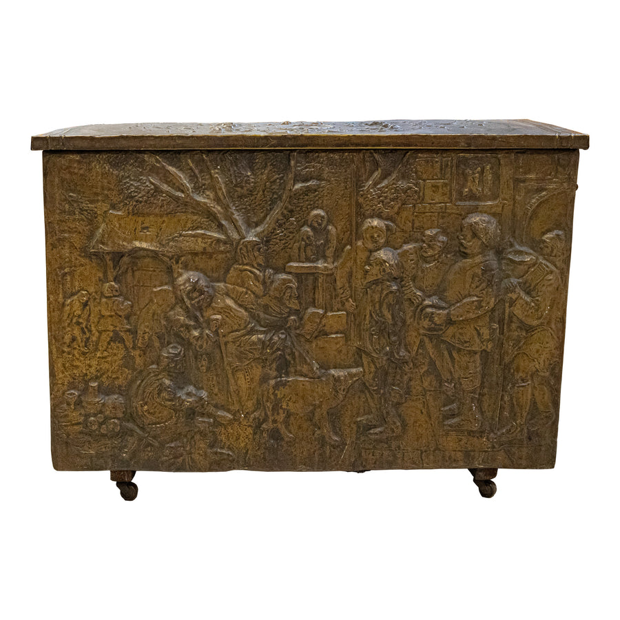 Vintage Brass Clad Kindling Box