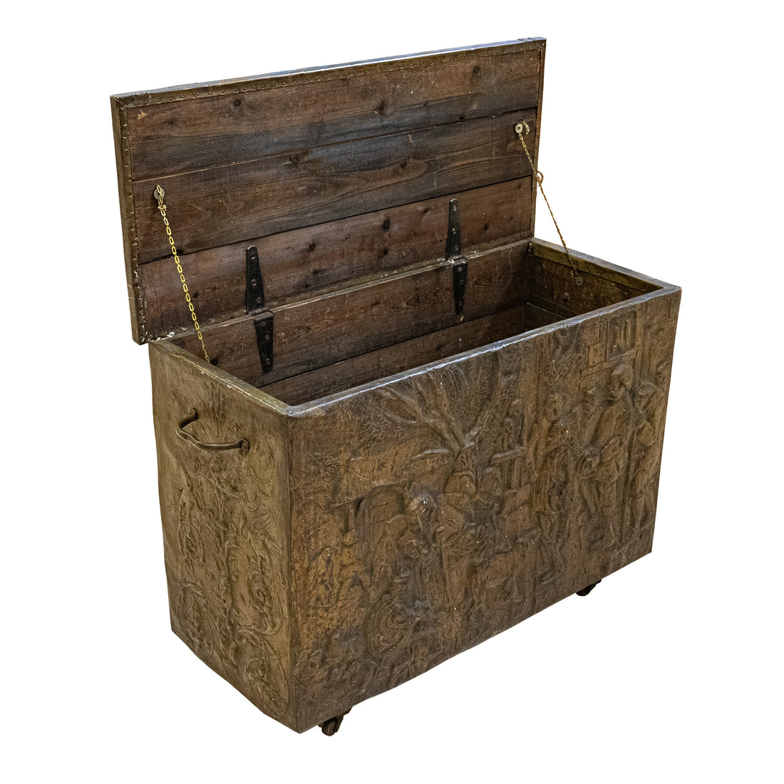 Vintage Brass Clad Kindling Box