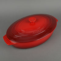 LE CREUSET Stoneware Oval Covered Casserole Red