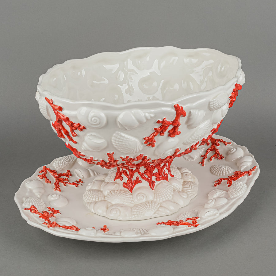 SAN MARCO HOME LIVING Embossed Ceramic Sea Life Centrepiece