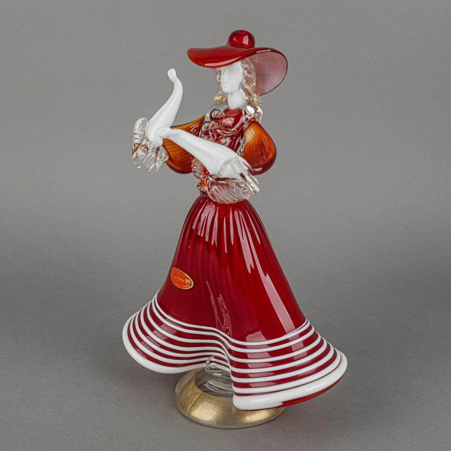 NEW ARTE 90 Murano Art Glass Fig Dancing Hat Couple Red 2Pcs