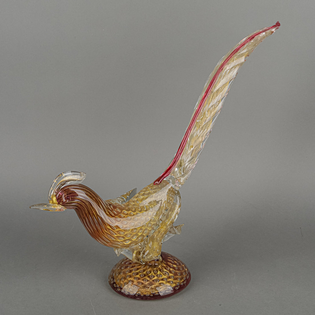 Murano Style Foglia D'oro Pheasant Fig Set Of 2