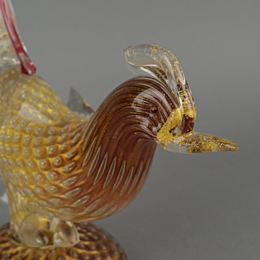 Murano Style Foglia D'oro Pheasant Fig Set Of 2