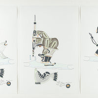 Peter Ragee (Cape Dorset, 1955) Framed Triptych Of Seal And Hunter
