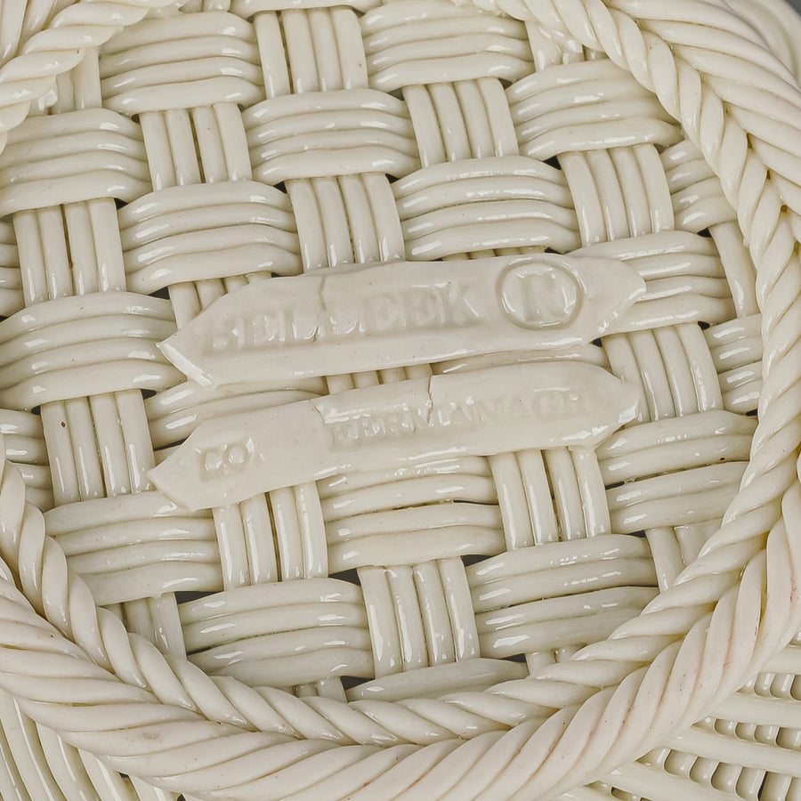 BELLEEK Basketware Forget Me Not Basket H2.5"xD6"