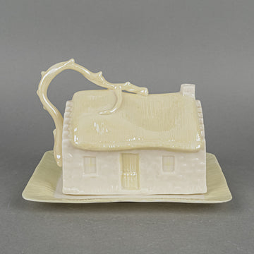 BELLEEK Cottage Figural Cheese Dish 2 Pieces