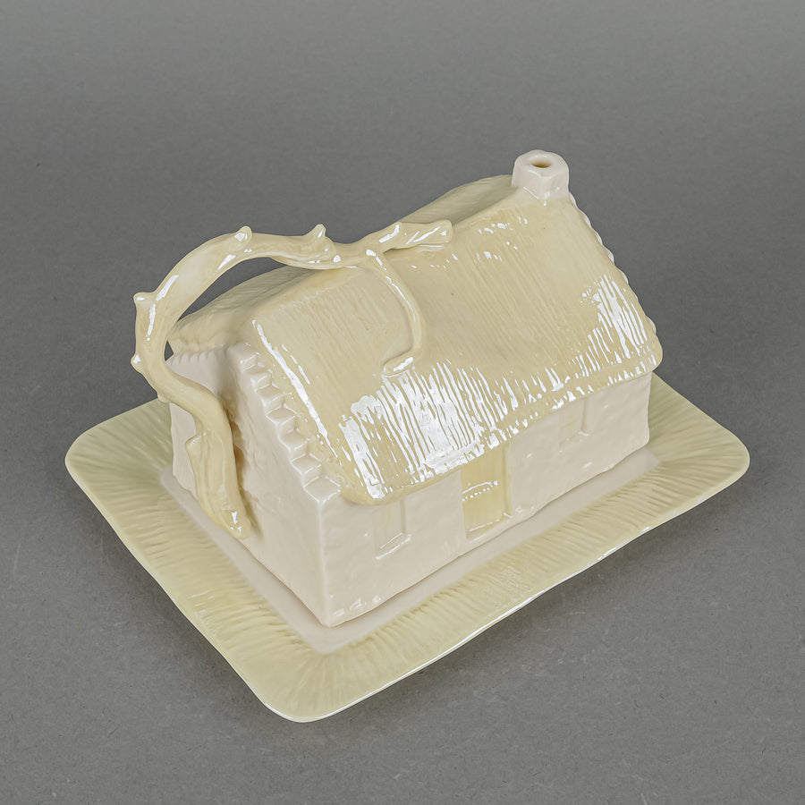 BELLEEK Cottage Figural Cheese Dish 2 Pieces