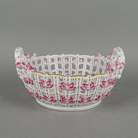 HEREND Indian Basket Pink Open Work/Pierced Basket