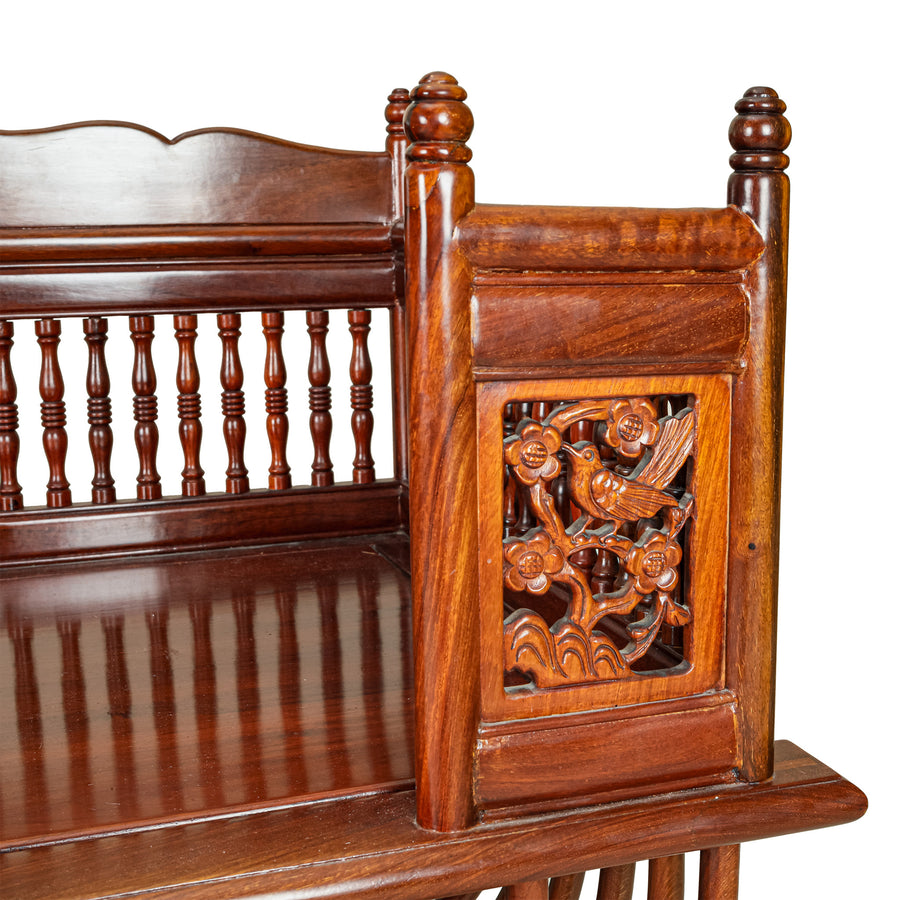 Asian Style Teak Spindle Bench
