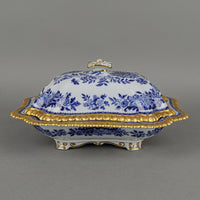 COPELAND SPODE Blue Floral Gold Trim Covered Serving Bowl