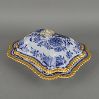 COPELAND SPODE Blue Floral Gold Trim Covered Serving Bowl