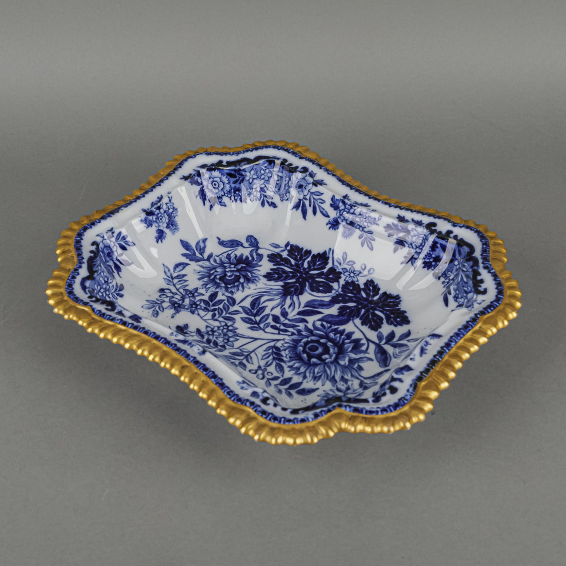 COPELAND SPODE Blue Floral Gold Trim Covered Serving Bowl