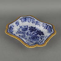 COPELAND SPODE Blue Floral Gold Trim Covered Serving Bowl
