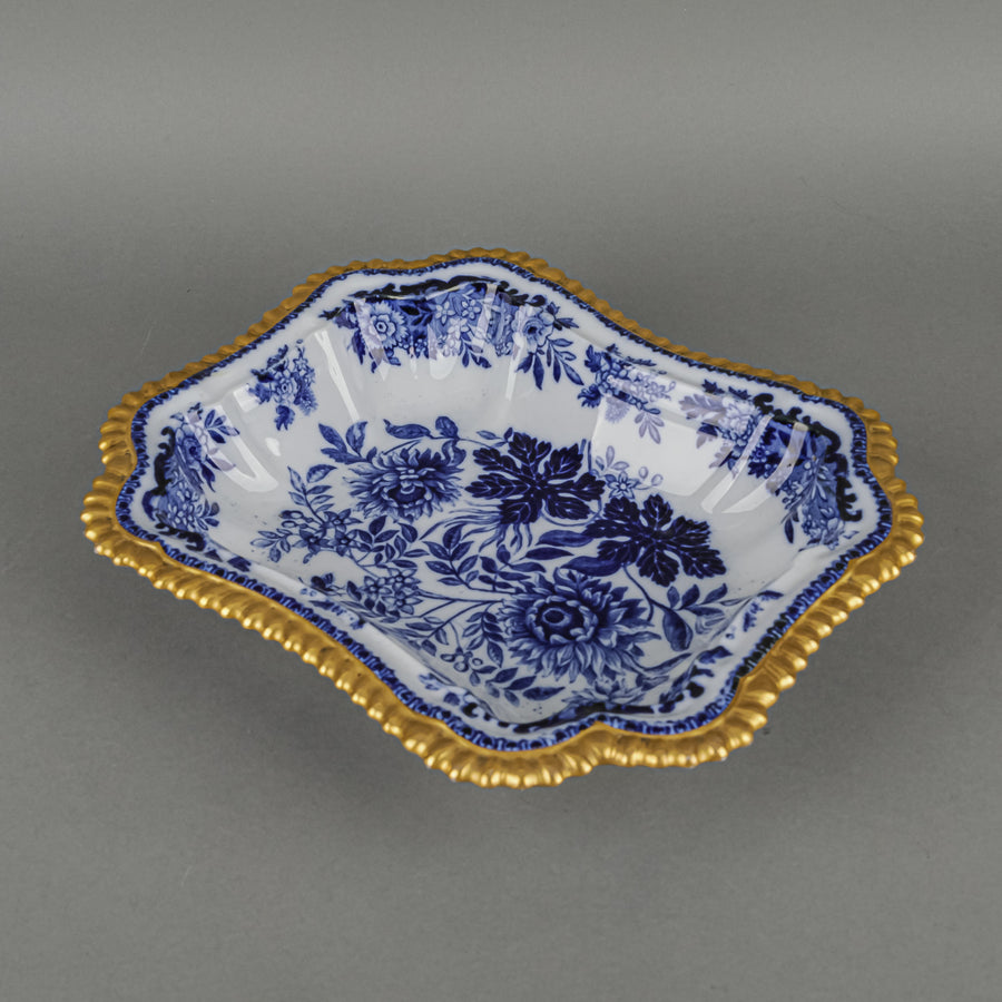 COPELAND SPODE Blue Floral Gold Trim Covered Serving Bowl