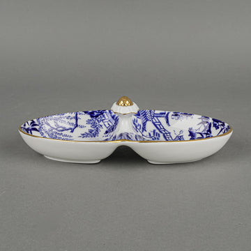 ROYAL CROWN DERBY Mikado 2 Section Relish Dish w/Handle