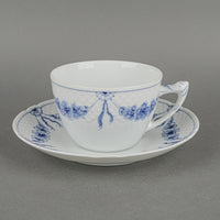 BING & GRØNDAHL Empire Blue & White Breakfast Cup & Saucers 104 Set of 4