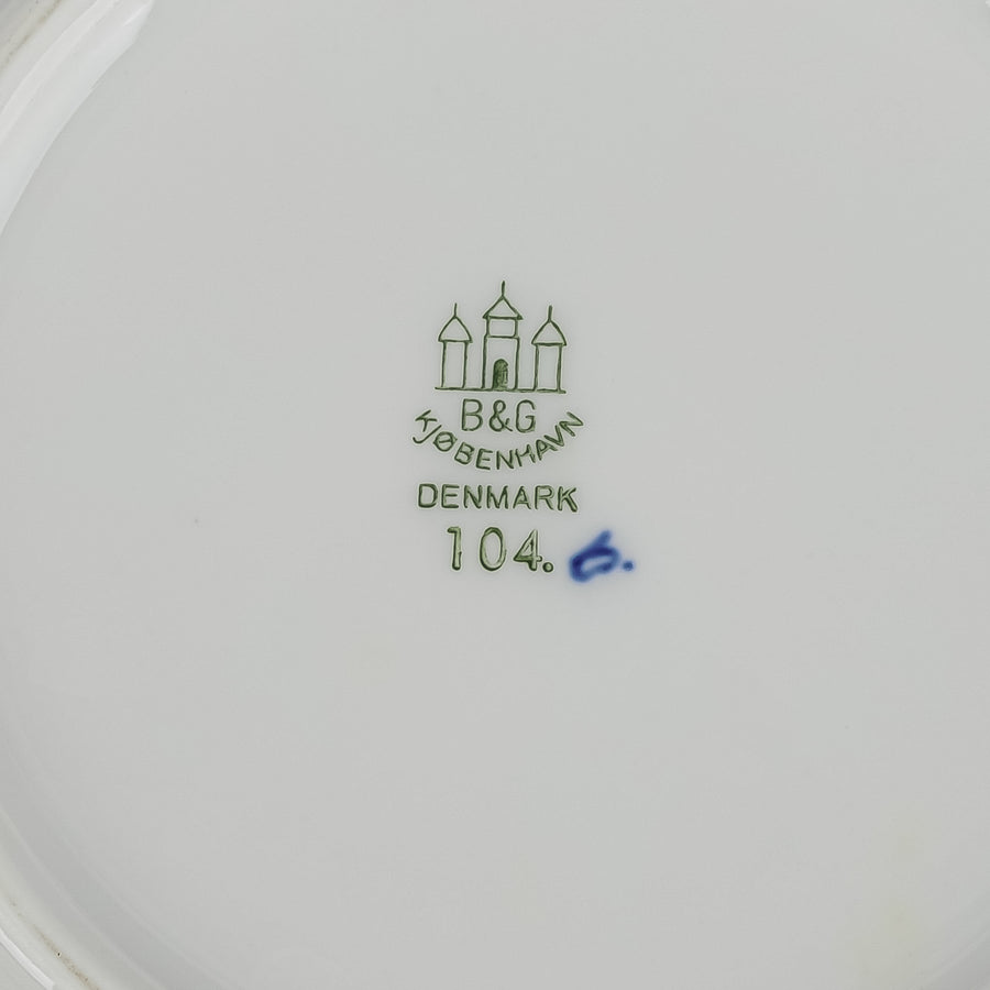 BING & GRØNDAHL Empire Blue & White Breakfast Cup & Saucers 104 Set of 4