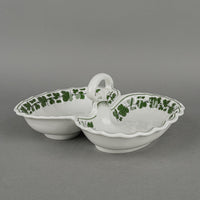 MEISSEN Full Green Vine 2 Section Dish w/Handle