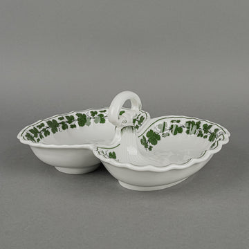 MEISSEN Full Green Vine 2 Section Dish w/Handle