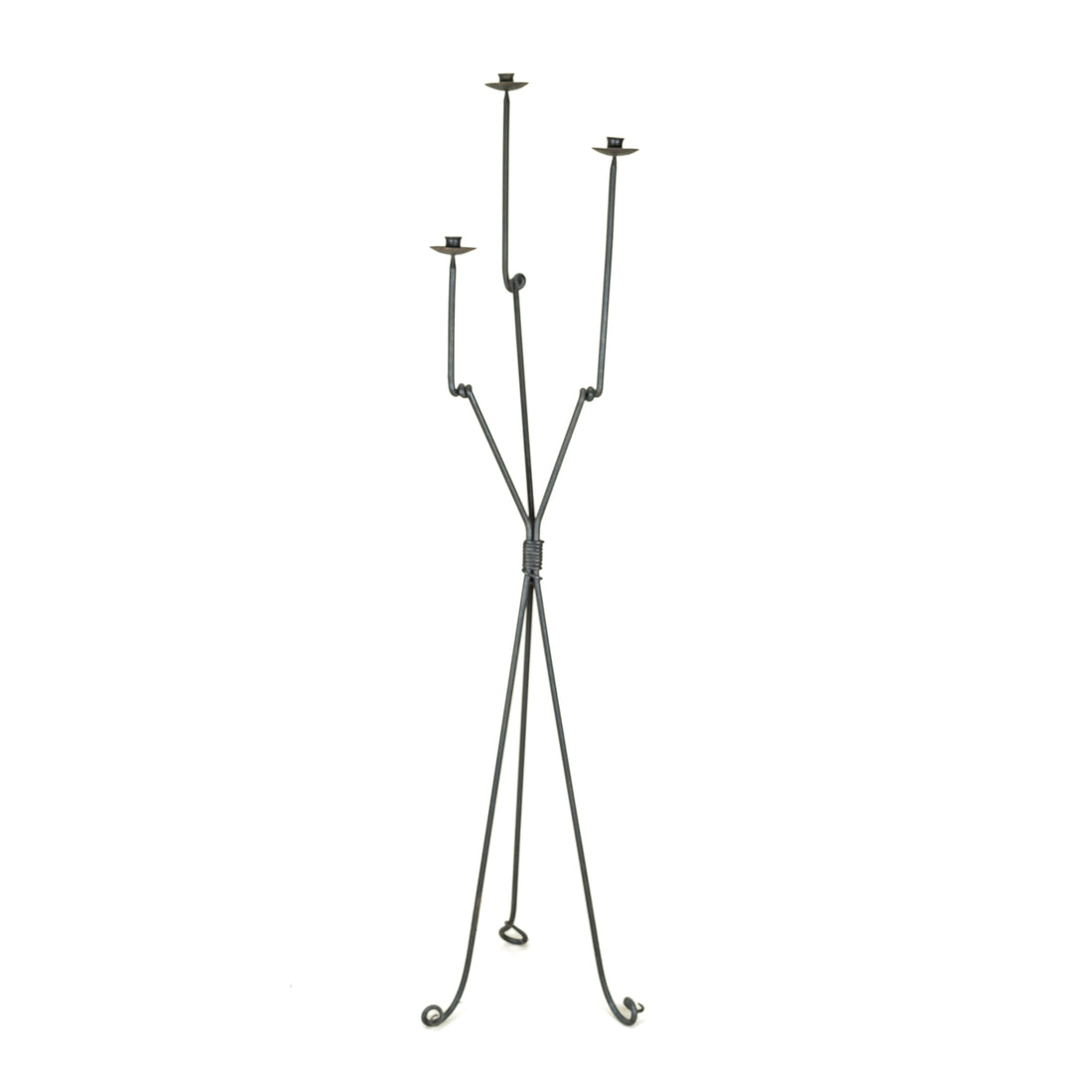 Wrought Iron Three Arm Floor Candelabra