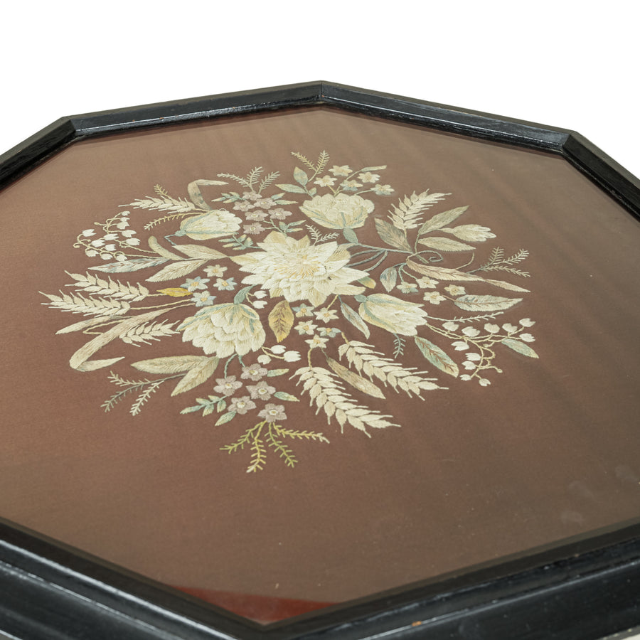 Vintage Tilt Top Stand w/Embroidered Top