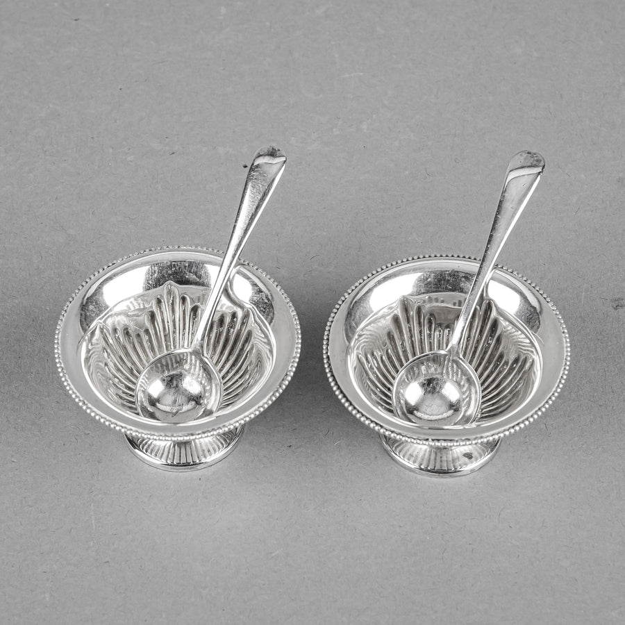 FENTON BROS Sterling Salt Cellars And Spoons Set Of 2 - 4 Pieces
