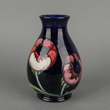 MOORCROFT Big Poppy Blue Ground Vase