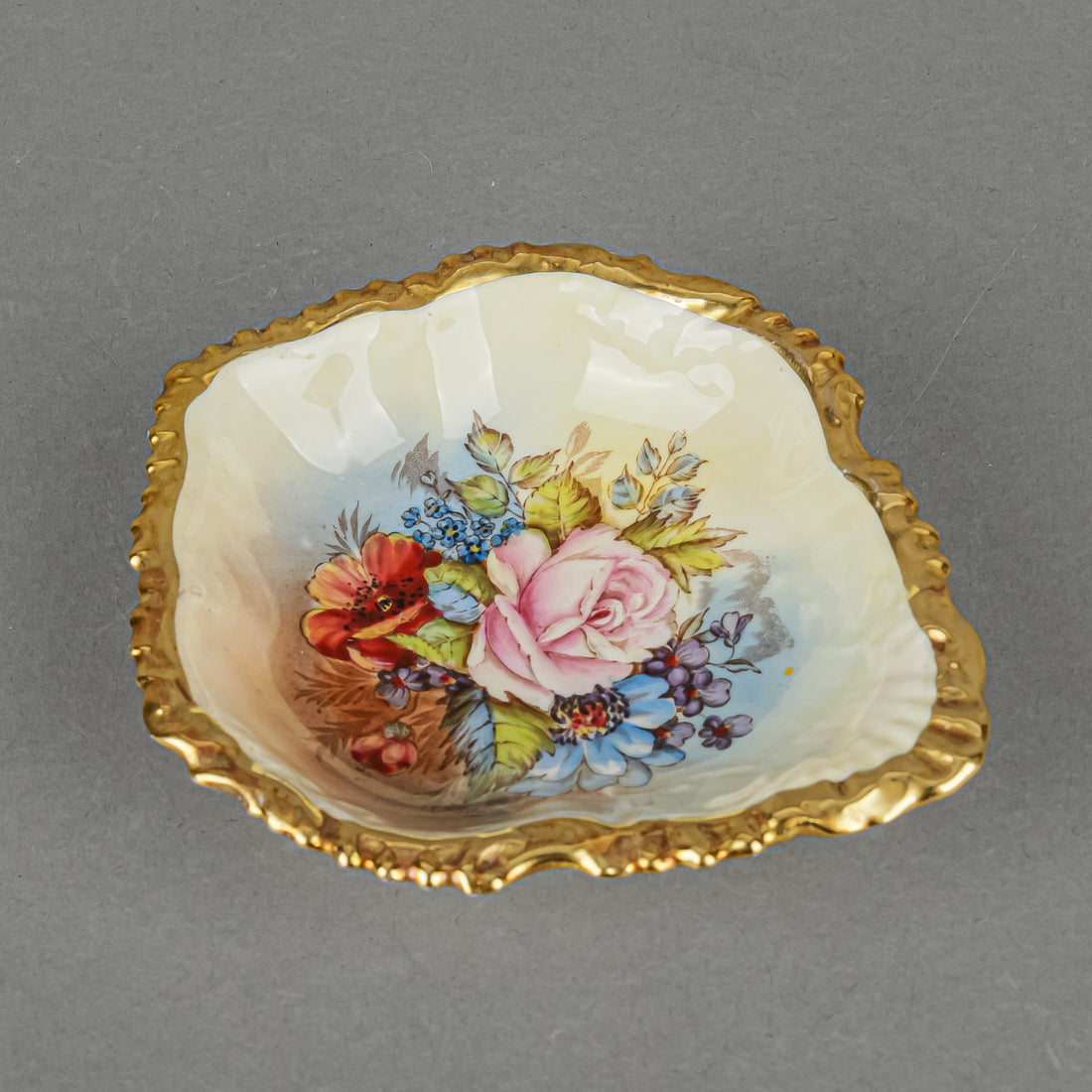 AYNSLEY JA Bailey Cabbage Rose Floral Trinket Dish