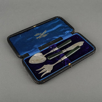 STEWART DAWSON & CO Stone Handle Sterling Breakfast Set 3pcs