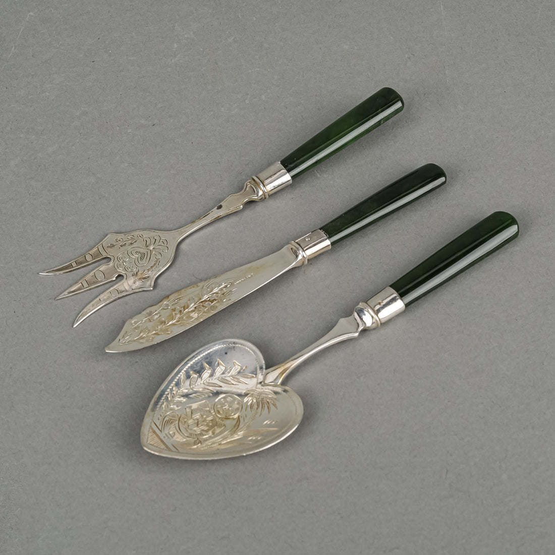 STEWART DAWSON & CO Stone Handle Sterling Breakfast Set 3pcs