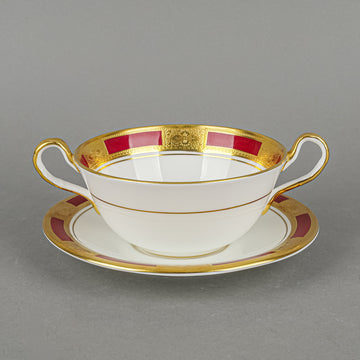 AYNSLEY Empress Maroon 8509 Cream Soup And Saucers Set of 10 Plus Extra