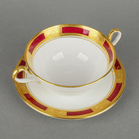AYNSLEY Empress Maroon 8509 Cream Soup And Saucers Set of 10 Plus Extra
