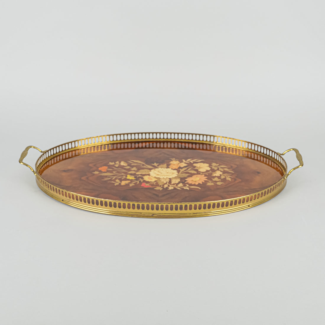 Italian Sorrrentino Wood Marquetry Gallery Tray