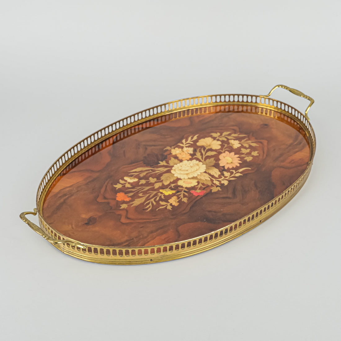 Italian Sorrrentino Wood Marquetry Gallery Tray