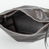 LEMAIRE Dark Brown Leather Belted Hobo Bag Handbag