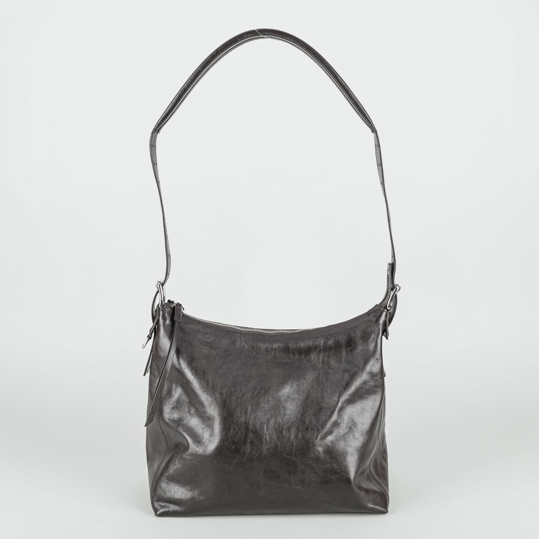 LEMAIRE Dark Brown Leather Belted Hobo Bag Handbag