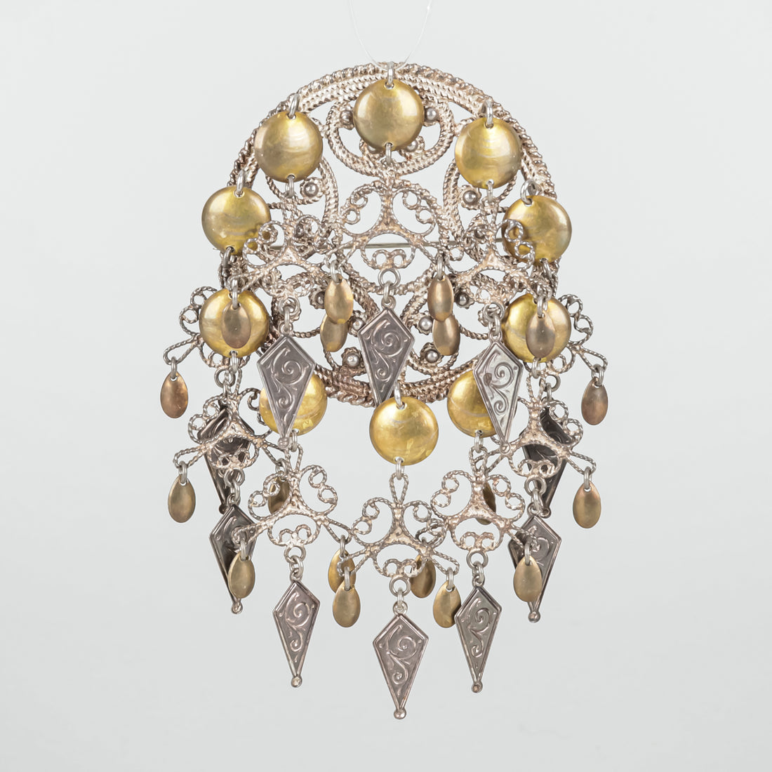 AKSEL HOLMSEN Vintage Gilt Sterling Silver Solje Wedding Brooch