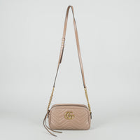 GUCCI Beige Matelasse Small GG Marmont Handbag